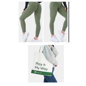 NEW Bundle: Halara Seamless Flow Mid Rise Crossover Leggings & NWT Canvas Tote